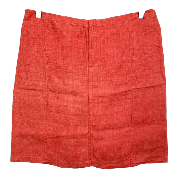 Ellen Tracy Skirt Womens Sz 14 Poppy Red Woven Linen A Line Lightweight Mini - Picture 1 of 9